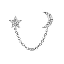 Load image into Gallery viewer, Keira Chain Double Stud Earring in Silver