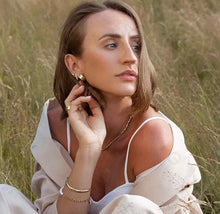 Load image into Gallery viewer, Violet Hoop Earrings in Gold
