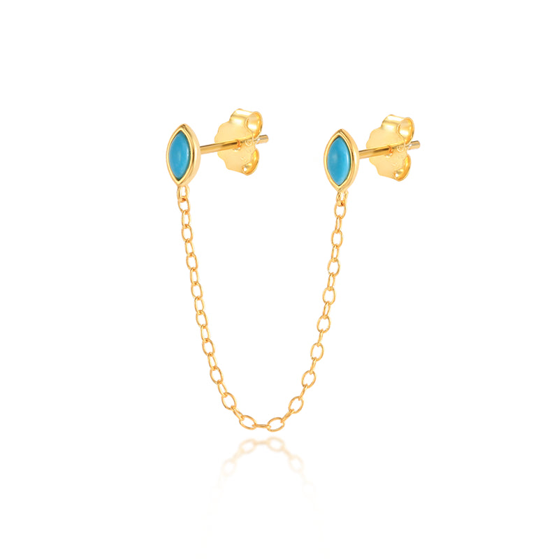 Jolie Chain Double Stud Earring in Gold