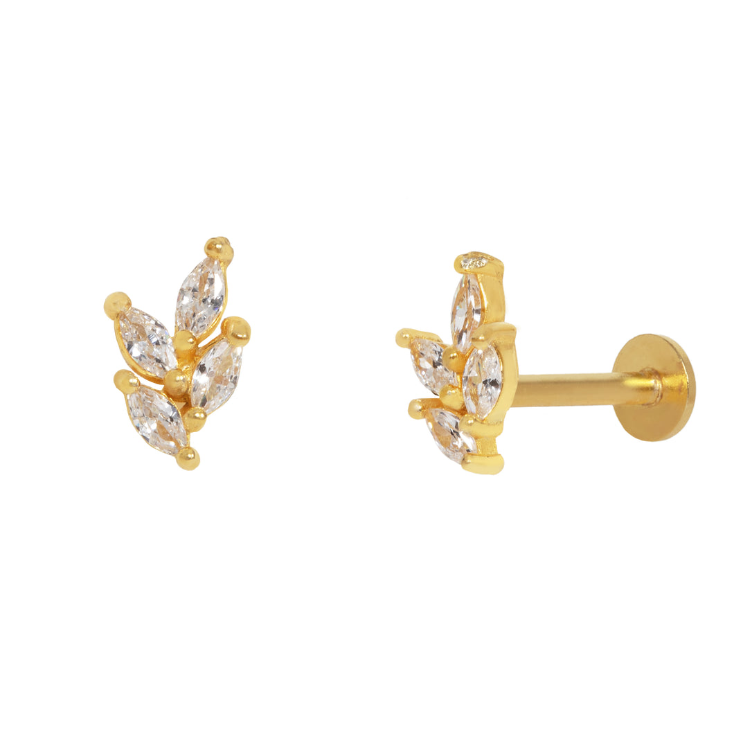 Joelle Flat Back Stud Earring in Gold