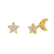 Load image into Gallery viewer, Janelle Double Sided Labret Stud Earring in Gold
