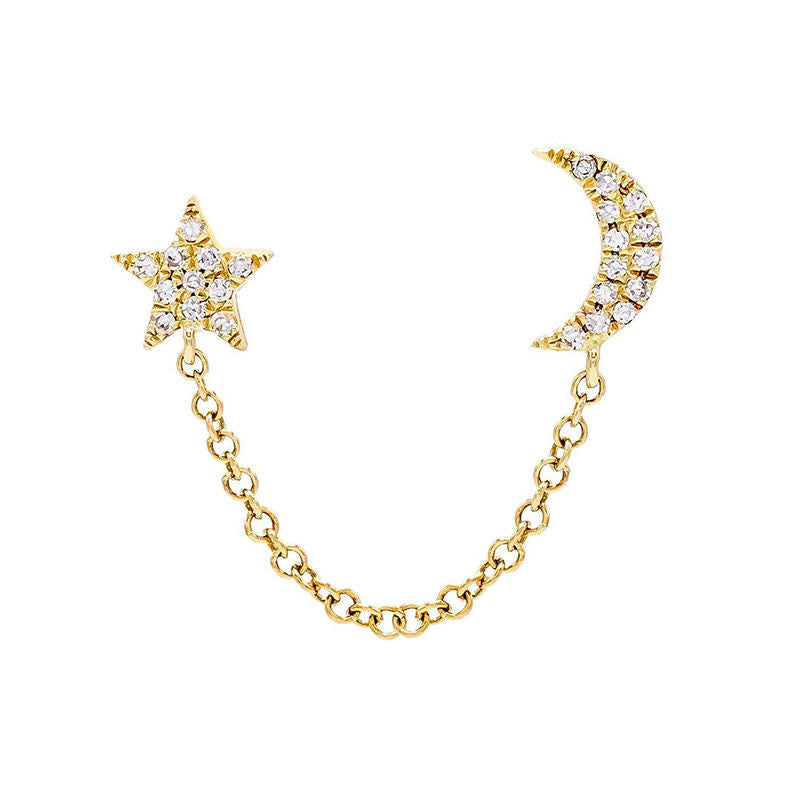 Keira Chain Double Stud Earring in Gold