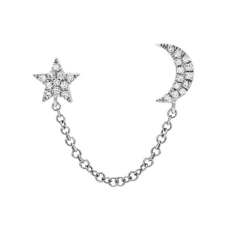 Keira Chain Double Stud Earring in Silver