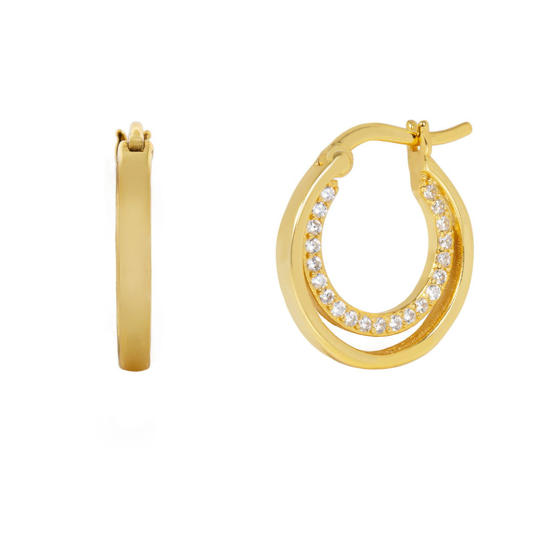 Onyx Hoop Earrings in Gold