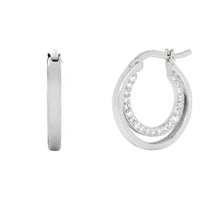 Load image into Gallery viewer, Onyx Hoop Earrings in Silver
