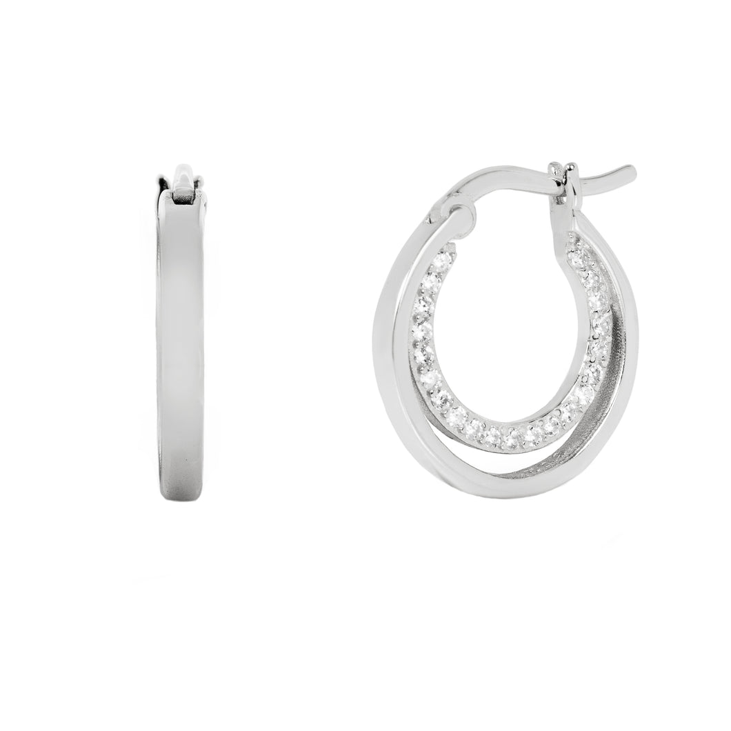 Onyx Hoop Earrings in Silver