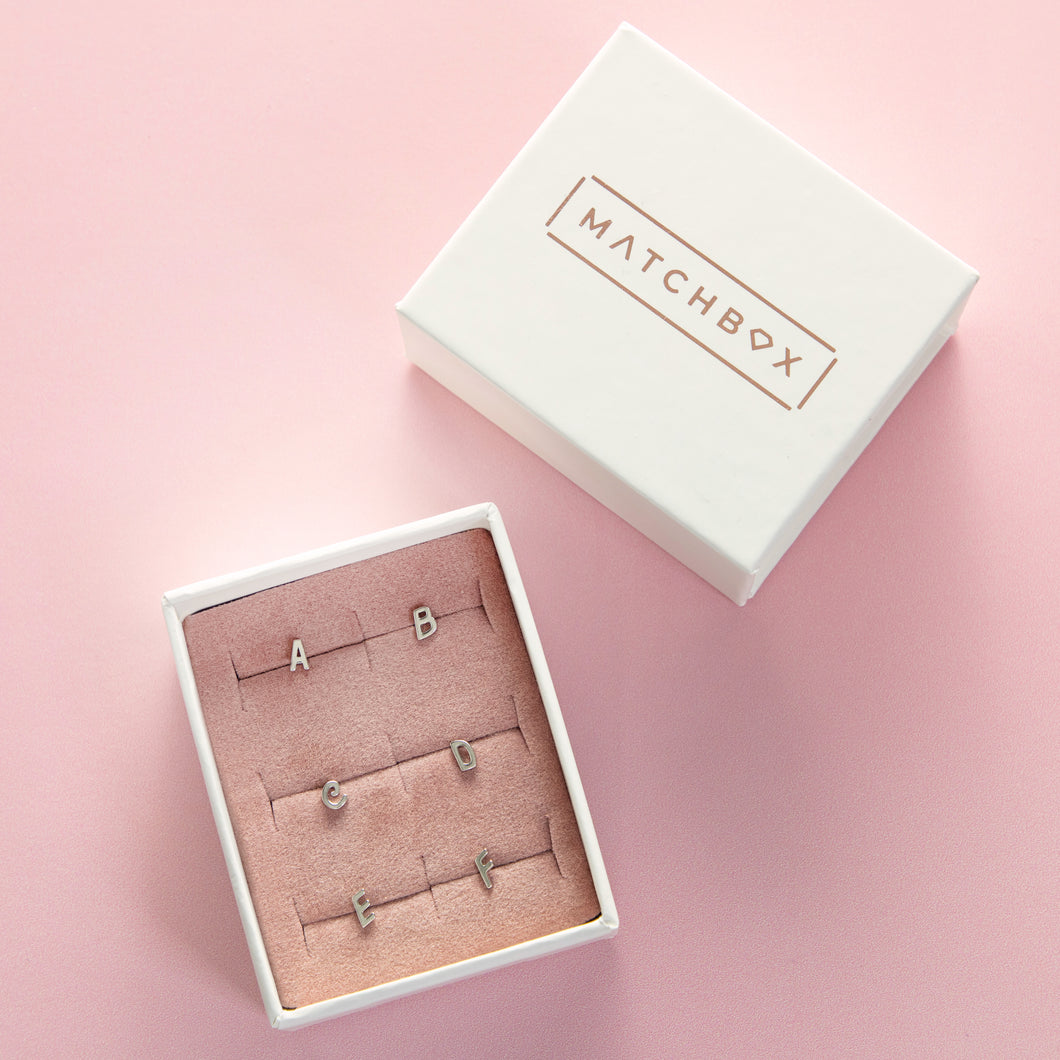 Letter Stud Earrings in Silver