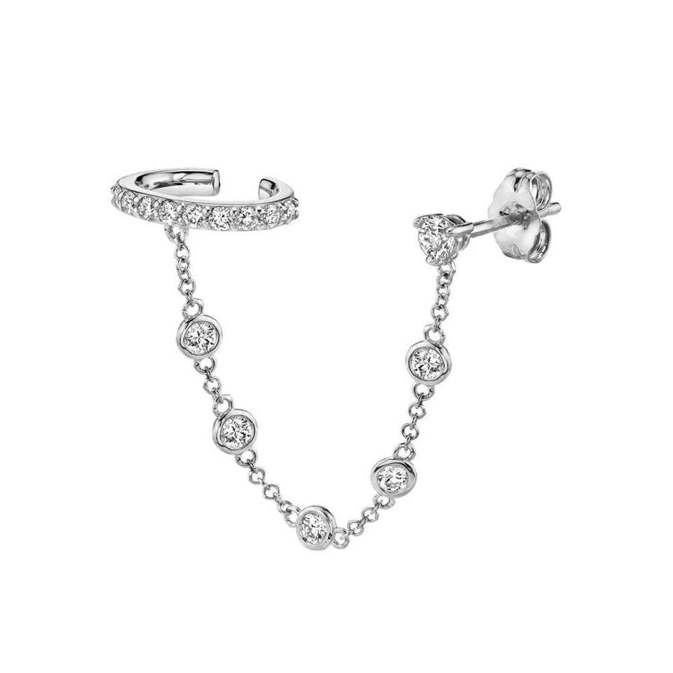 Amber Cuff and Chain in Silver