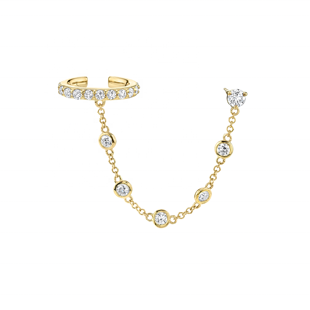 Amber Cuff and Chain in Gold