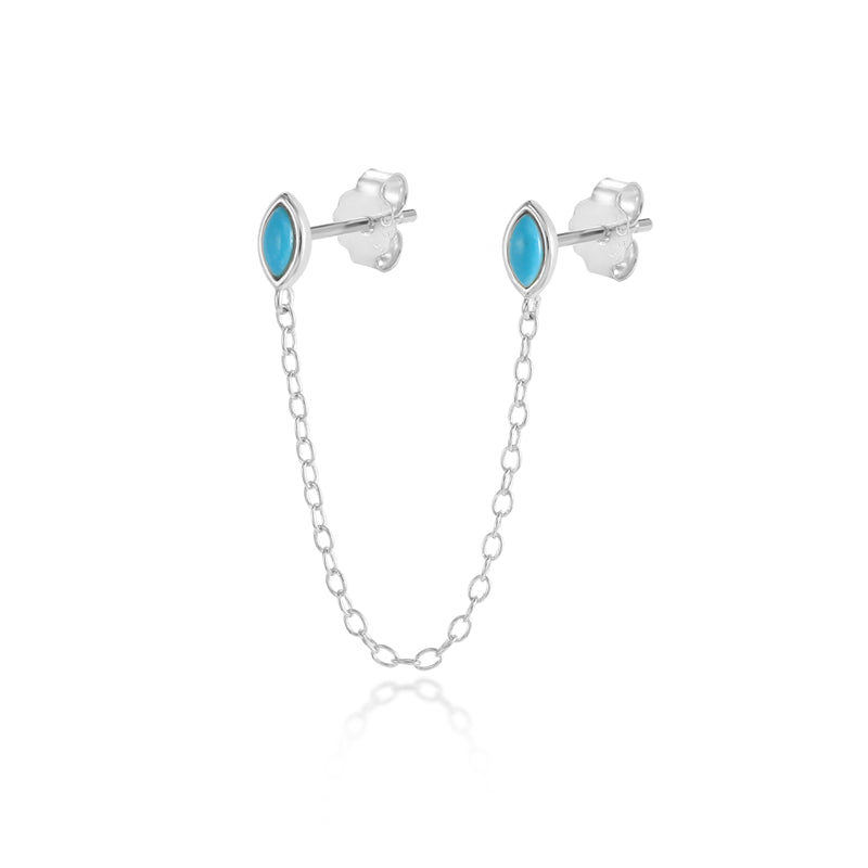 Jolie Chain Double Stud Earring in Silver