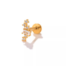 Load image into Gallery viewer, Krystal Flat Back Stud Earring in Gold

