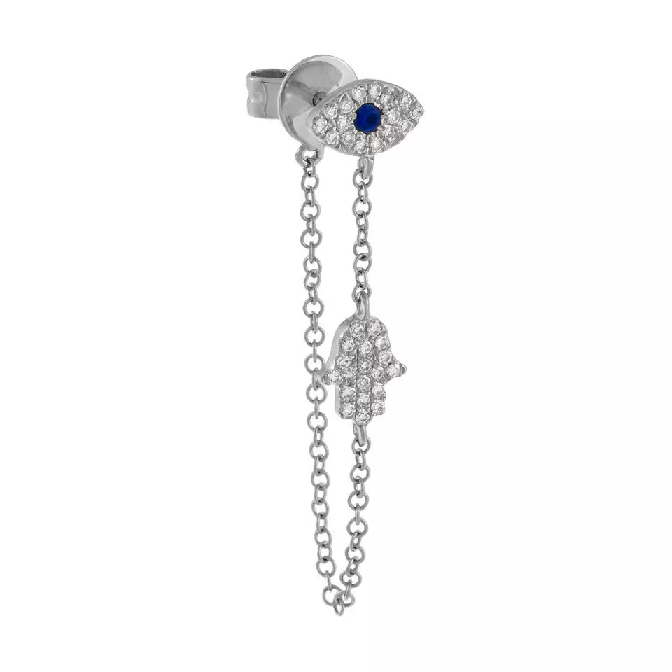Talia Chain Stud Earring in Silver